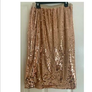 Rose gold sequin midi skirt